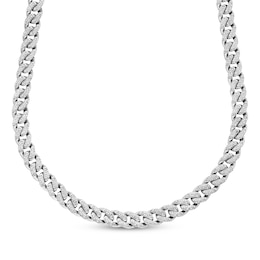 Men's Lab-Grown Diamond Curb Chain Necklace 3 ct tw 10K White Gold 22"
