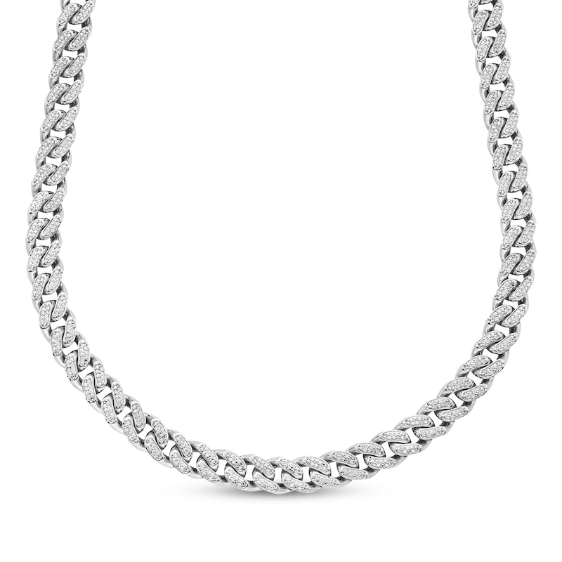 Main Image 1 of Men's Lab-Grown Diamond Curb Chain Necklace 3 ct tw 10K White Gold 22"