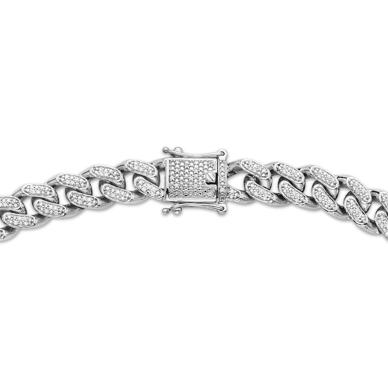 Main Image 3 of Men's Lab-Grown Diamond Curb Chain Necklace 3 ct tw 10K White Gold 22"