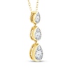 Thumbnail Image 3 of Memories Moments Magic Pear-Shaped Lab-Grown Diamond Three-Stone Drop Necklace 1 ct tw 14K Yellow Gold 18"