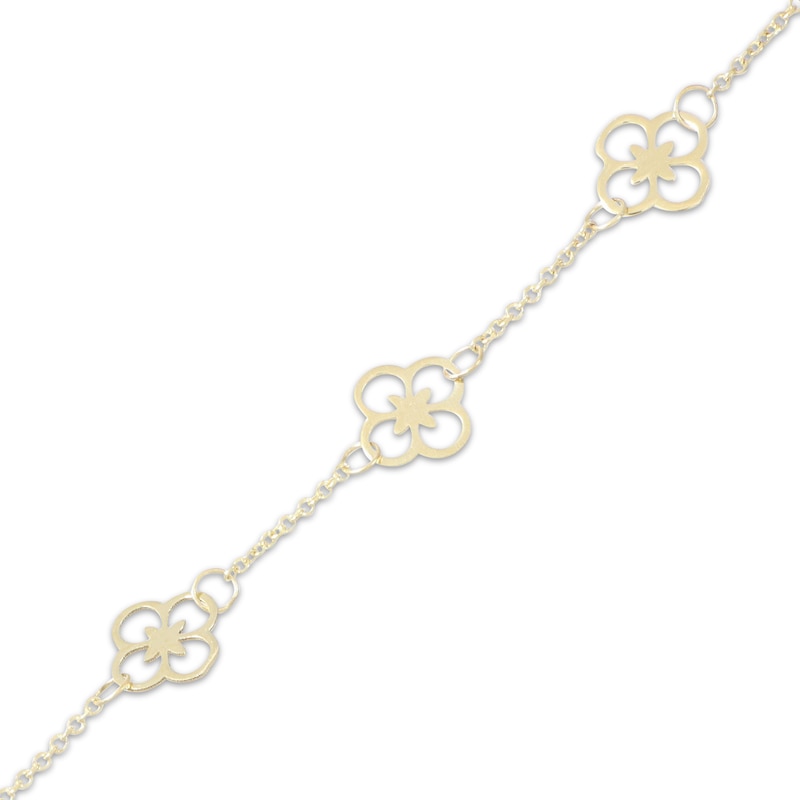 Main Image 2 of Flower Outline Station Bracelet 10K Yellow Gold 7.5"