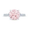 Thumbnail Image 4 of Monique Lhuillier Bliss Round-Cut Pink & White Lab-Grown Diamond Engagement Ring 3-1/3 ct tw 18K White Gold