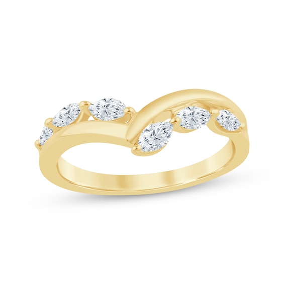 Marquise-Cut Lab-Grown Diamond Anniversary Ring 1/2 ct tw 14K Yellow Gold