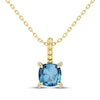 Thumbnail Image 1 of Cushion-Cut Swiss Blue Topaz & Diamond Accent Necklace 10K Yellow Gold 18"