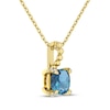 Thumbnail Image 2 of Cushion-Cut Swiss Blue Topaz & Diamond Accent Necklace 10K Yellow Gold 18"