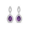 Thumbnail Image 2 of Pear-Shaped Amethyst & White Lab-Created Sapphire Dangle Earrings Sterling Silver