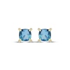 Thumbnail Image 2 of Cushion-Cut Swiss Blue Topaz & Diamond Accent Stud Earrings 10K Yellow Gold