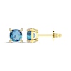 Thumbnail Image 3 of Cushion-Cut Swiss Blue Topaz & Diamond Accent Stud Earrings 10K Yellow Gold