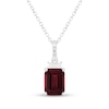 Thumbnail Image 1 of Emerald-Cut Lab-Created Ruby & White Lab-Created Sapphire Necklace Sterling Silver 18"