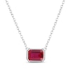 Thumbnail Image 1 of STUDIO BY KAY Emerald-Cut Lab-Created Ruby Bezel-Set Solitaire Necklace Sterling Silver 18"