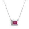 Thumbnail Image 3 of STUDIO BY KAY Emerald-Cut Lab-Created Ruby Bezel-Set Solitaire Necklace Sterling Silver 18"