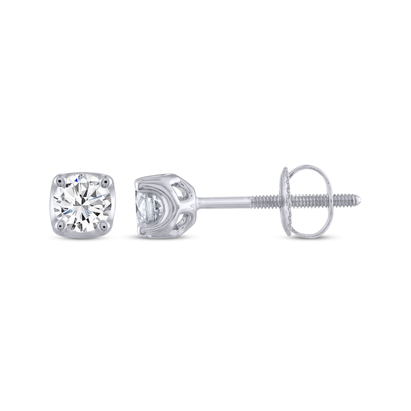 Main Image 3 of THE LEO Legacy Lab-Grown Diamond Round-Cut Solitaire Stud Earrings 1/2 ct tw 14K White Gold (F/VS2)