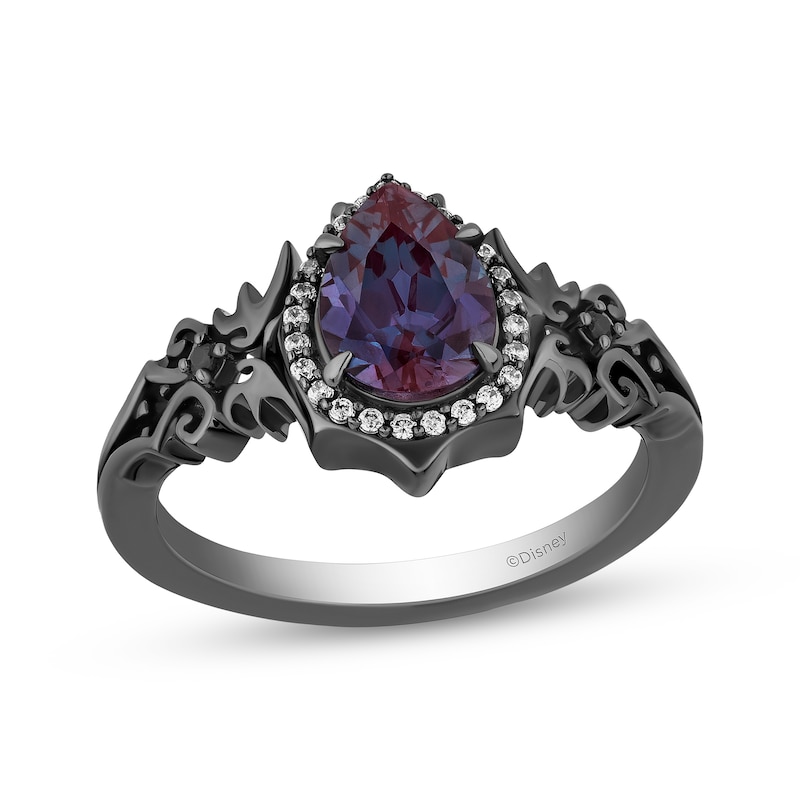 Main Image 1 of Disney Treasures The Nightmare Before Christmas Lab-Created Alexandrite & Diamond Ring 1/8 ct tw Black Rhodium-Plated Sterling Silver
