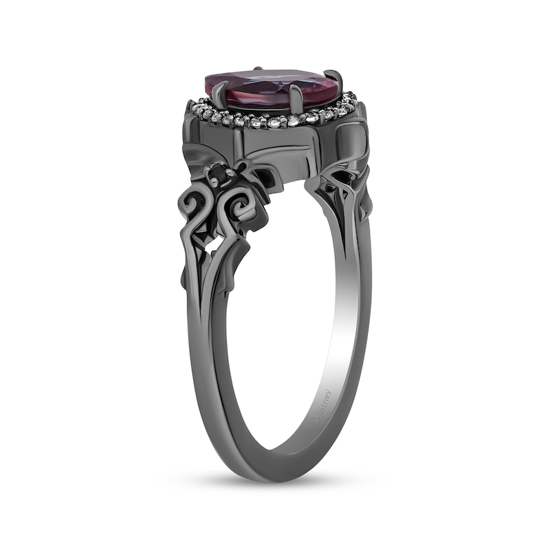 Main Image 2 of Disney Treasures The Nightmare Before Christmas Lab-Created Alexandrite & Diamond Ring 1/8 ct tw Black Rhodium-Plated Sterling Silver