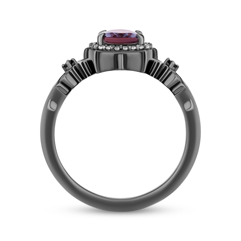 Main Image 3 of Disney Treasures The Nightmare Before Christmas Lab-Created Alexandrite & Diamond Ring 1/8 ct tw Black Rhodium-Plated Sterling Silver