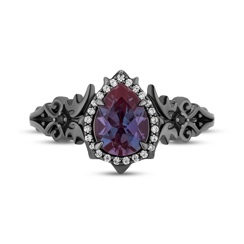 Main Image 4 of Disney Treasures The Nightmare Before Christmas Lab-Created Alexandrite & Diamond Ring 1/8 ct tw Black Rhodium-Plated Sterling Silver