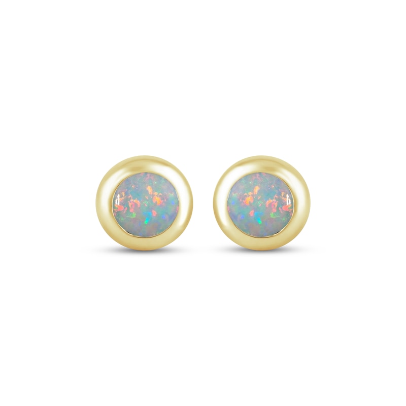 Main Image 2 of STUDIO BY KAY Lab-Created Opal Bezel-Set Solitaire Stud Earrings 24K Yellow Gold Vermeil Sterling Silver
