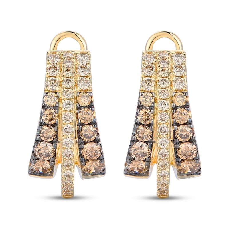 Main Image 1 of Le Vian Good Karma Chocolate Ombré Diamond Split Hoop Earrings 7/8 ct tw 14K Honey Gold