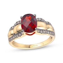Le Vian Waterfall Oval-Cut Garnet Ring 1/4 ct tw Diamonds 14K Honey Gold