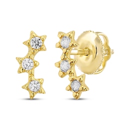 Children's Cubic Zirconia Star Trio Stud Earrings 14K Yellow Gold