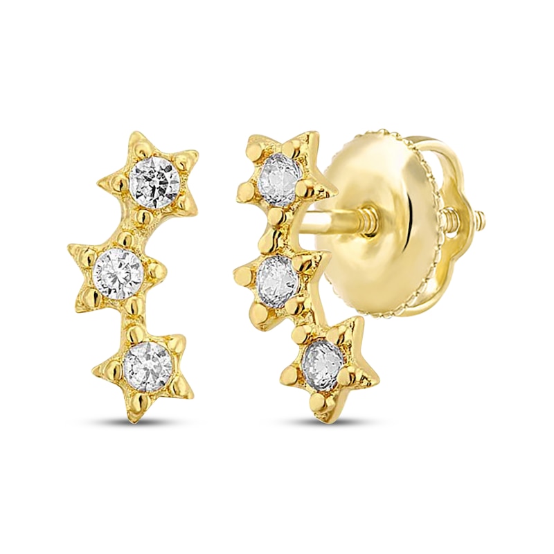 Main Image 1 of Children's Cubic Zirconia Star Trio Stud Earrings 14K Yellow Gold