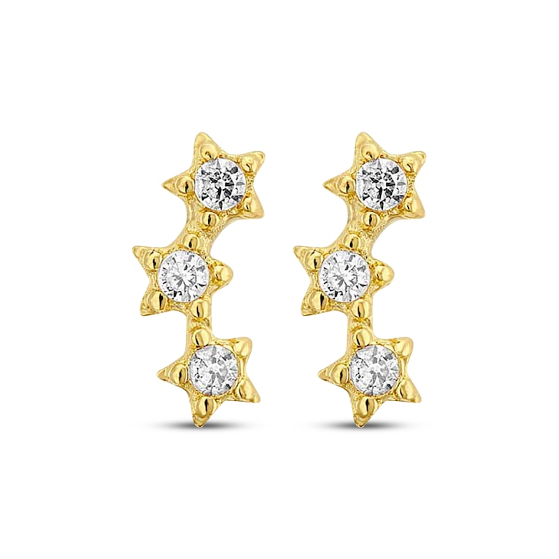 Main Image 2 of Children's Cubic Zirconia Star Trio Stud Earrings 14K Yellow Gold