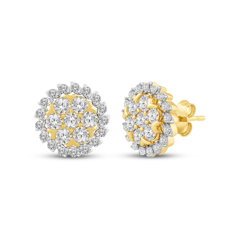 Main Image 1 of Multi-Diamond Stud Earrings 1-1/2 ct tw 10K Yellow Gold