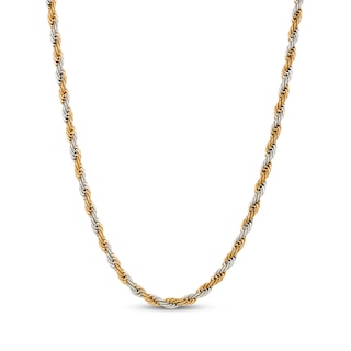 Rope Chain Necklace 4mm Solid Stainless Steel & Yellow Ion Plating 22"