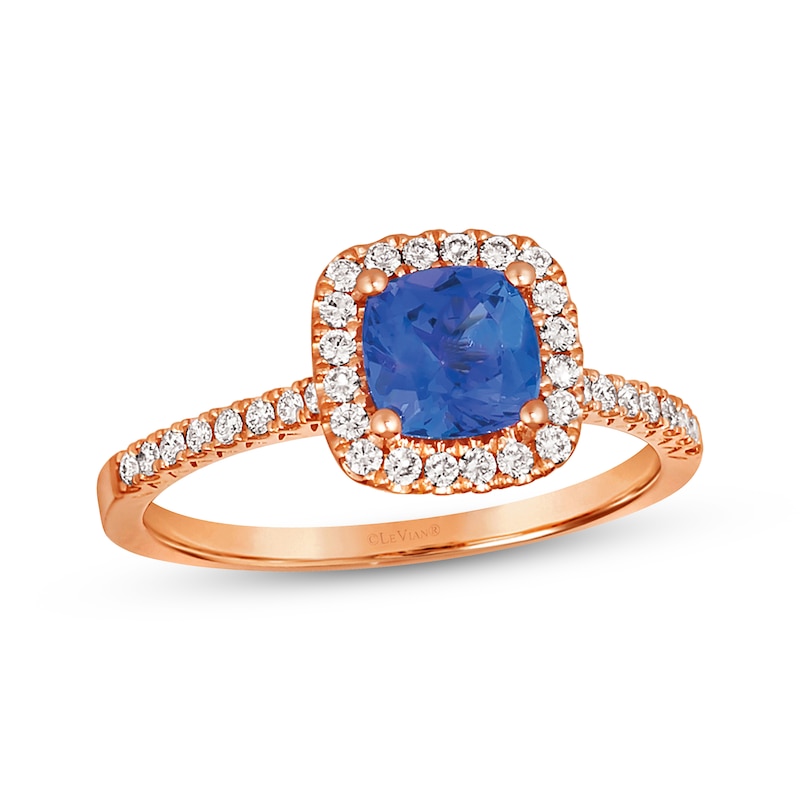 Main Image 1 of Le Vian Cushion-Cut Tanzanite Ring 1/4 ct tw Diamonds 14K Strawberry Gold