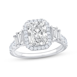 Now + Forever Lab-Grown Diamonds Radiant-Cut Halo Engagement Ring 3-1/5 ct tw 14K White Gold