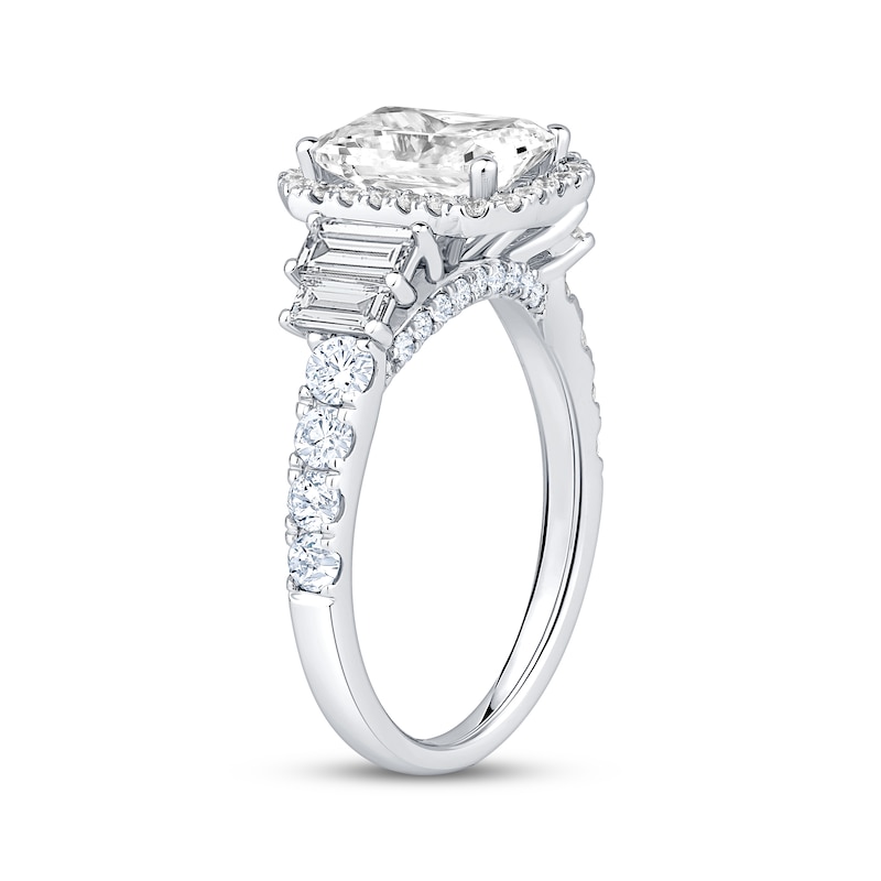 Main Image 2 of Now + Forever Lab-Grown Diamonds Radiant-Cut Halo Engagement Ring 3-1/5 ct tw 14K White Gold