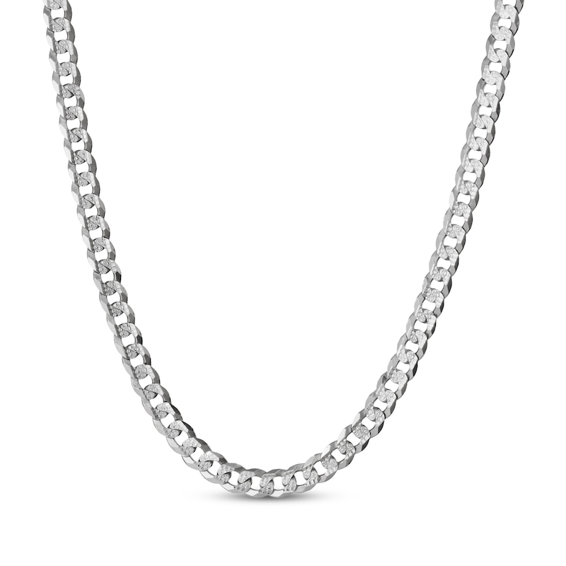Main Image 2 of Men's Diamond-Cut Flat Curb Chain Necklace & Bracelet Gift Set Solid Sterling Silver
