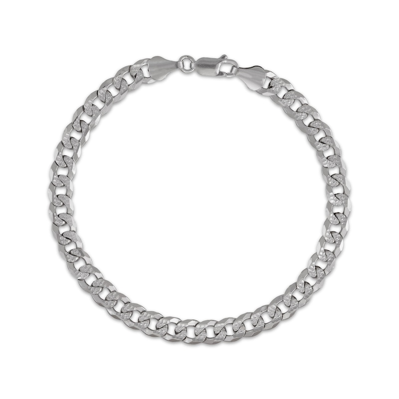 Main Image 3 of Men's Diamond-Cut Flat Curb Chain Necklace & Bracelet Gift Set Solid Sterling Silver