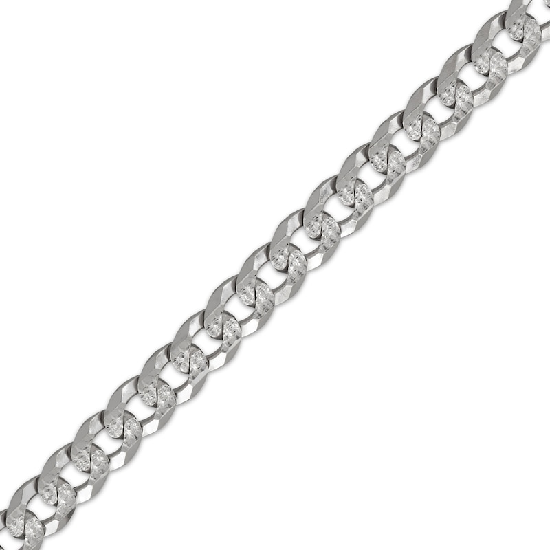 Main Image 4 of Men's Diamond-Cut Flat Curb Chain Necklace & Bracelet Gift Set Solid Sterling Silver