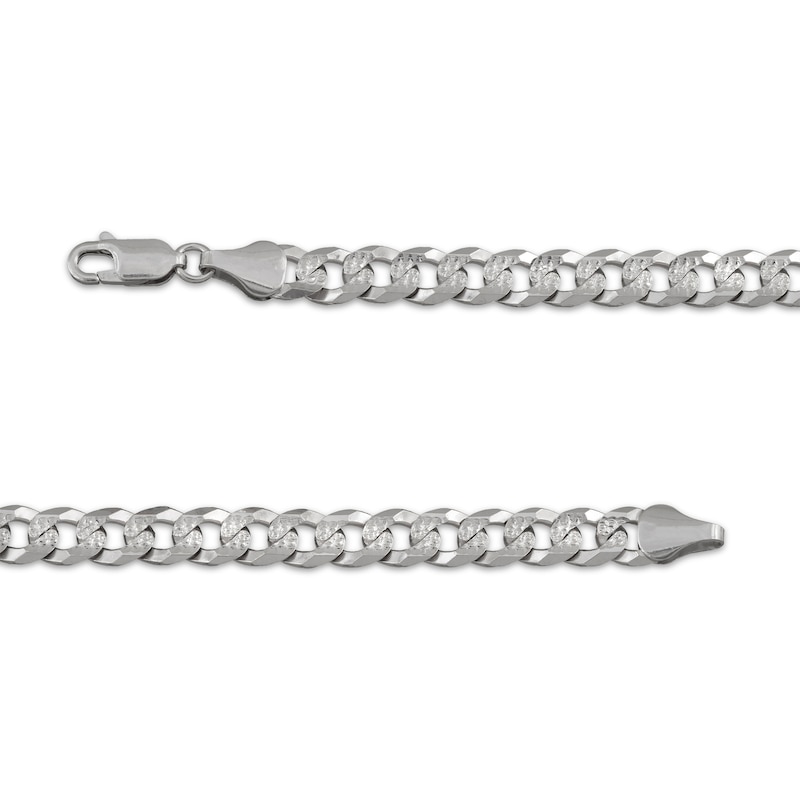 Main Image 5 of Men's Diamond-Cut Flat Curb Chain Necklace & Bracelet Gift Set Solid Sterling Silver