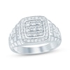 Thumbnail Image 1 of KAY Lab-Grown Diamonds Men's Multi-Stone Cushion Halo Ring 1 ct tw Sterling Silver
