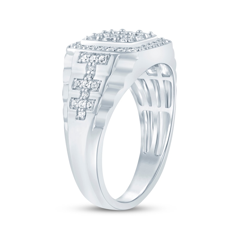Main Image 2 of KAY Lab-Grown Diamonds Men's Multi-Stone Cushion Halo Ring 1 ct tw Sterling Silver