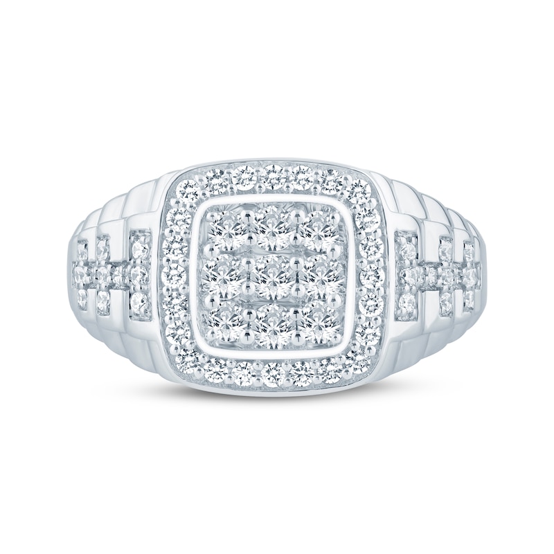 Main Image 3 of KAY Lab-Grown Diamonds Men's Multi-Stone Cushion Halo Ring 1 ct tw Sterling Silver