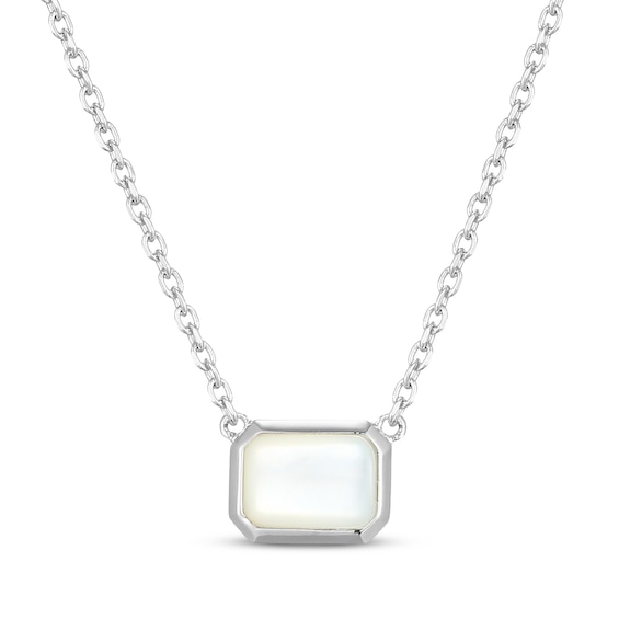 STUDIO BY KAY Emerald-Cut Mother-of-Pearl Necklace Sterling Silver 18"
