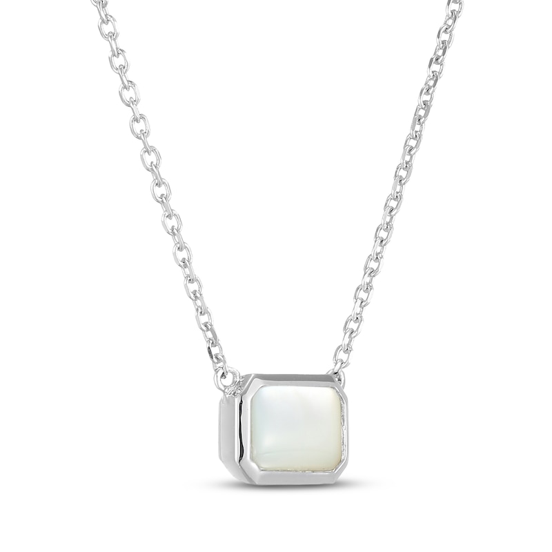 Main Image 2 of STUDIO BY KAY Emerald-Cut Mother-of-Pearl Necklace Sterling Silver 18"