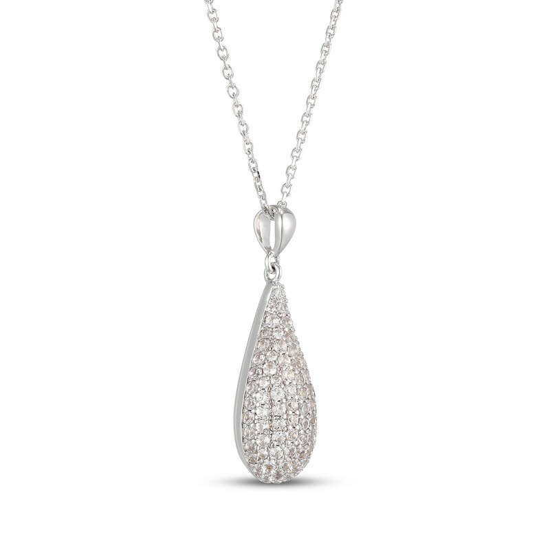 Main Image 2 of STUDIO BY KAY White Lab-Created Sapphire Domed Teardrop Necklace Sterling Silver 18"