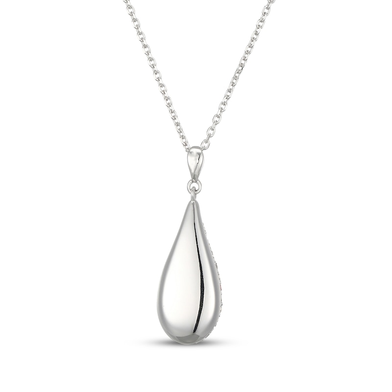 Main Image 3 of STUDIO BY KAY White Lab-Created Sapphire Domed Teardrop Necklace Sterling Silver 18"