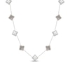 Thumbnail Image 1 of STUDIO BY KAY Clover-Shaped Mother-of-Pearl & White Lab-Created Sapphire Necklace Sterling Silver 18"