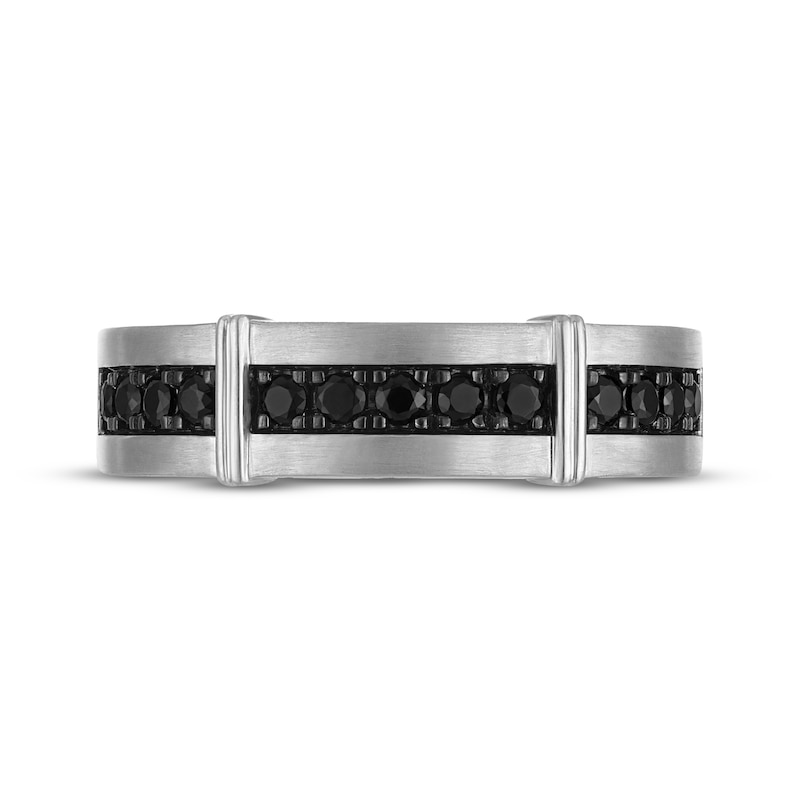 Main Image 3 of Now + Forever Men's Black Diamond Wedding Band 1/2 ct tw 10K White Gold