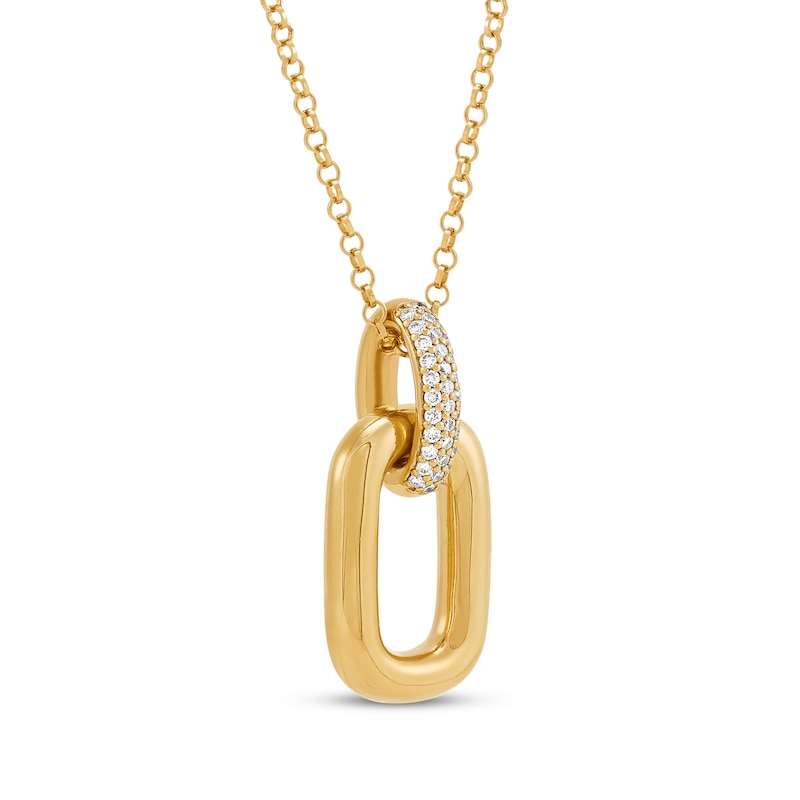 Main Image 2 of STUDIO BY KAY Lab-Grown Diamond Link Drop Necklace 1/5 ct tw 24K Yellow Gold Vermeil Sterling Silver 18"