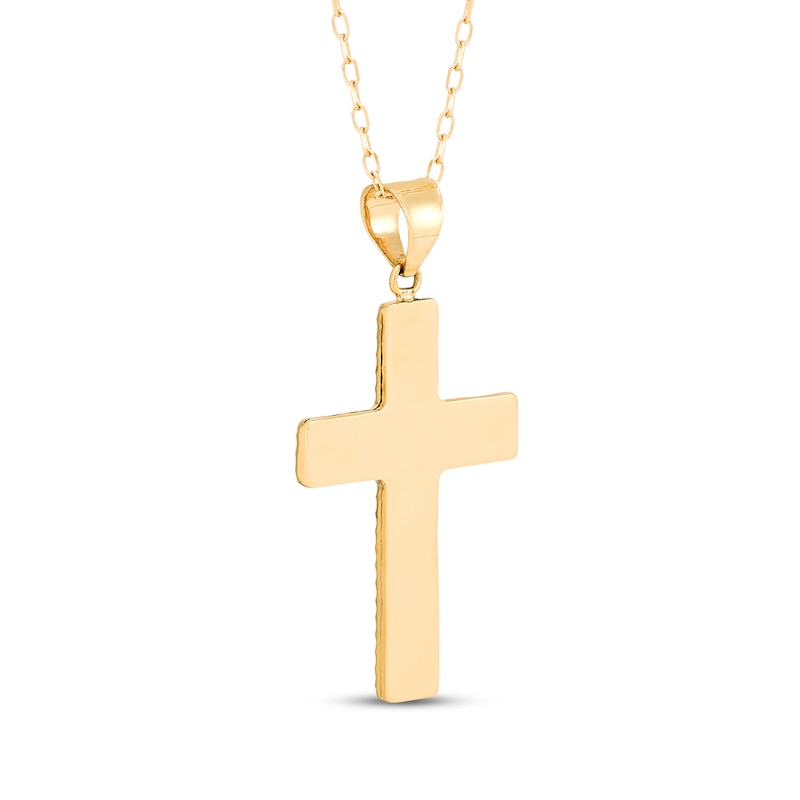 Main Image 3 of Textured Cross Necklace Solid 10K Yellow Gold 18"