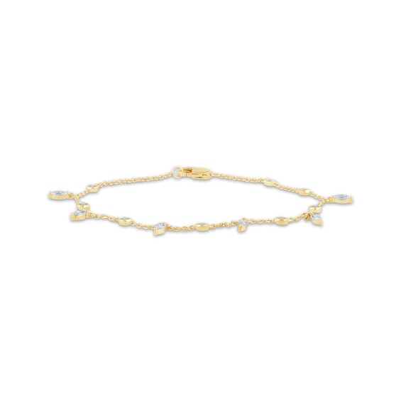 Monique Lhuillier Bliss Marquise & Round-Cut Lab-Grown Diamond Dangle Bracelet 1/2 ct tw 24K Yellow Gold Vermeil Sterling Silver 7"