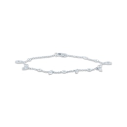 Monique Lhuillier Bliss Marquise & Round-Cut Lab-Grown Diamond Dangle Bracelet 1/2 ct tw Platinum-Plated Sterling Silver 7"