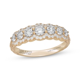 Neil Lane Artistry Lab-Grown Diamond Seven-Stone Halo Anniversary Ring 1 ct tw 14K Yellow Gold