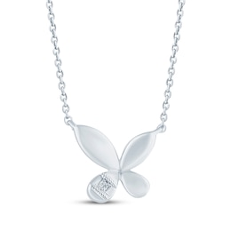 Monique Lhuillier Bliss Lab-Grown Diamond Accent Butterfly Necklace Platinum-Plated Sterling Silver 18"